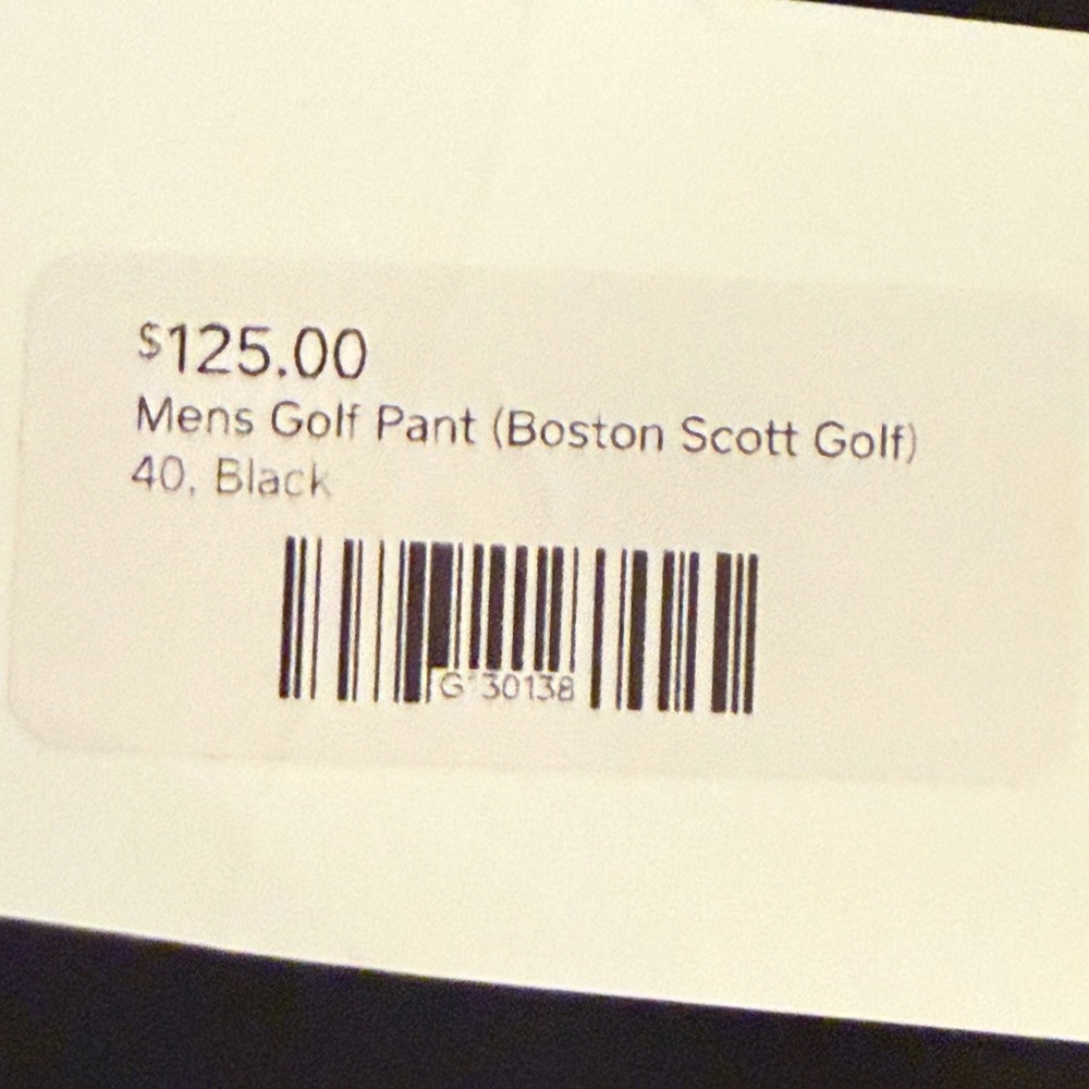 Boston Scott Golf Men's Golf Tech Pants Black Casual Golf Size 40/33 - Picture 8 of 8